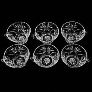 Vintage Anchor Hocking EAPC Star of David Punch Cups Clear Glass Set of 6